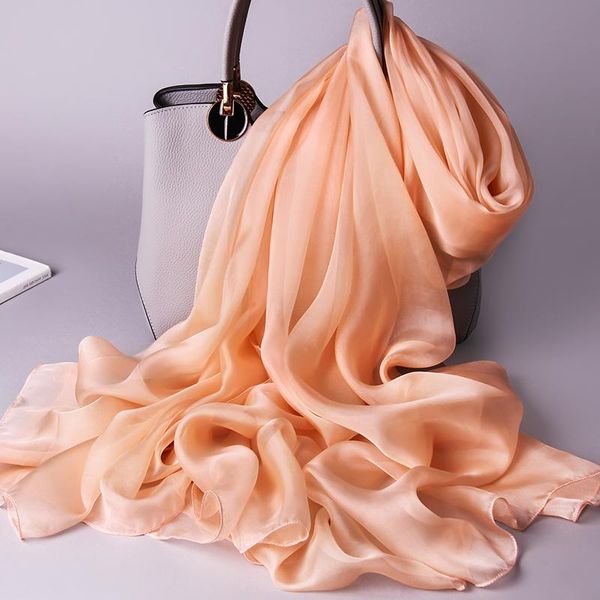 

scarves 100% real silk scarf women thin chiffon shawls wraps for ladies solid neckerchief hangzhou natural foulard femme, Blue;gray