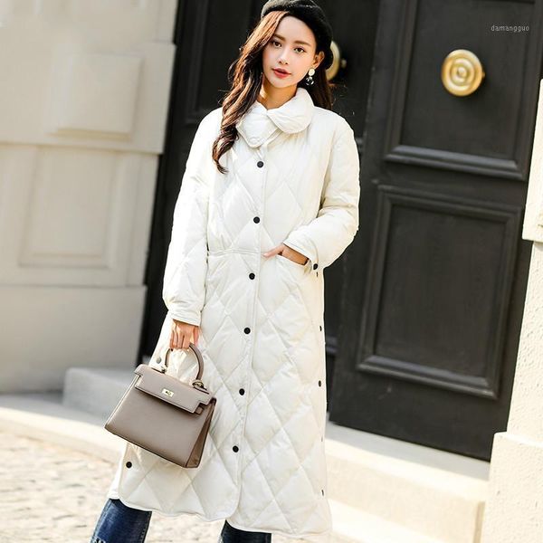 

down thick white duck jacket coats ladies fashion long jackets winter womens coat parka campera mujer kj5561, Black