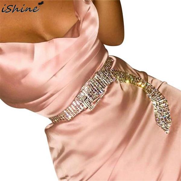 

inlaid ten rows of glittering rhinestone waist chain suitable for nightclub performance belt fashion trend female accessories, Black;brown