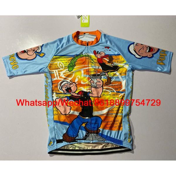

popeye cycling jersey retro shirts cartoon men bike wear bicycle clothes jacket ciclismo masculino tenue cycliste maillot, Black;blue