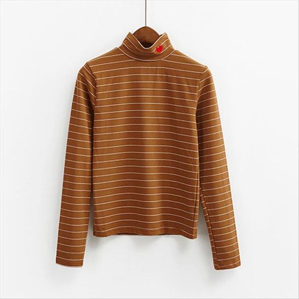 

женщины harajuku сердца вышивка тенниска корейской упругая водолазка утолщение основной тонкая футболка женский kawaii punk топы и тройники, White