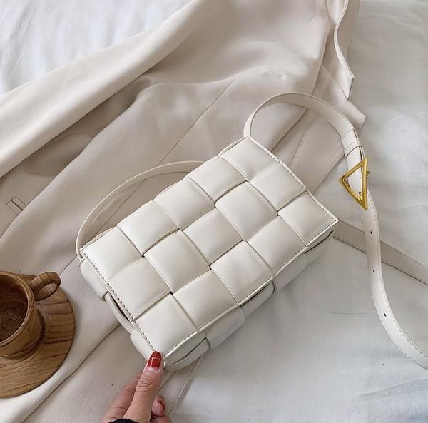 

solid color weave square crossbody bag 2020 new pu leather women's designer handbag travel shoulder messenger bag