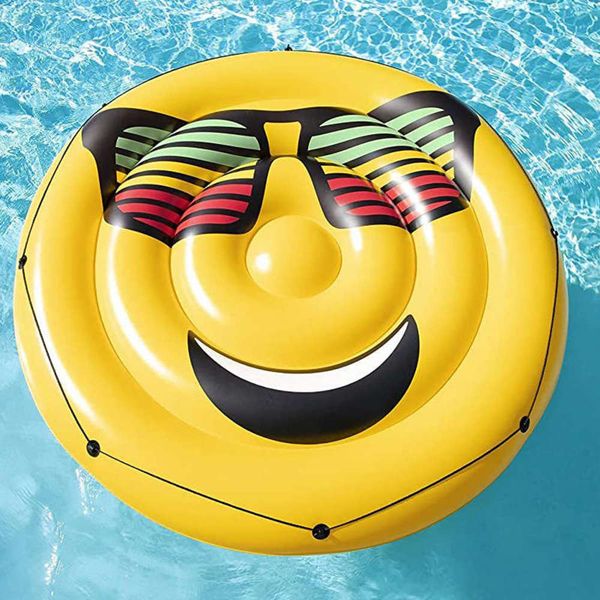 

smiling water pvc face sunglasses air cushion inflatable floating row children's floating circle swimming circle floating island96y1, White;black