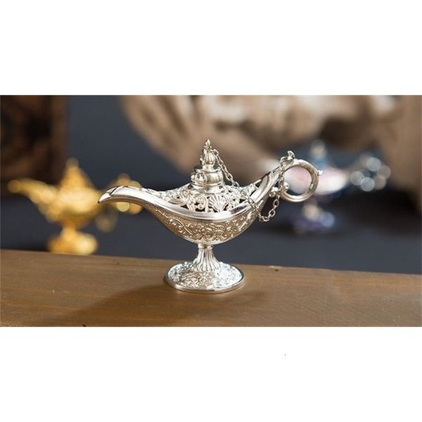 

excellent fairy tale aladdin magic incense burner vintage retro tea pot genie lamp aroma stone home ornament metal c 2 nrgid