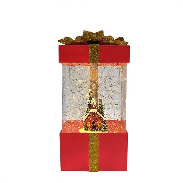 

small led houses christmas+decoration+supplies resin xmas village spinning light up snow globe for christmas gift with gift box