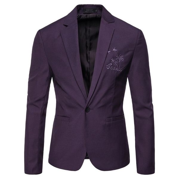 

spring embroidery business solid color men's formal casual party slim suit, White;black