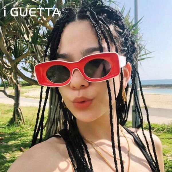 

sunglasses igueeta brand designer women 2021 square fashion sunglass woman men glasses vintage uv400 iyja620, White;black