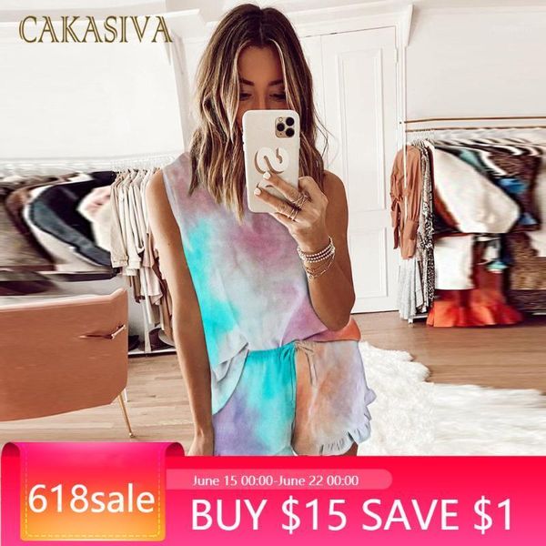 

women's sleepwear summer pyjamas women leisure two-piece casual pajamas sleeveless tie-dye women's suit homeware sleepware pijama, Black;red
