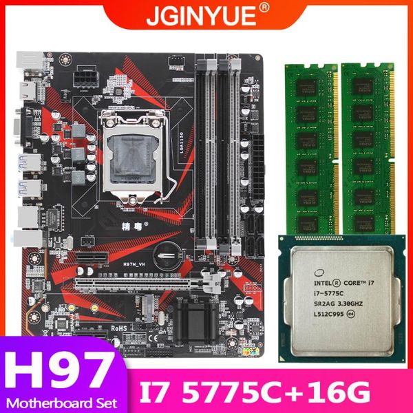 

jginyue h97 материнской платы lga 1150 комплект комплект с intel 5775c процессор и ddr3 16 гб (2 * 8gb) для рабочего памяти h97m-vh