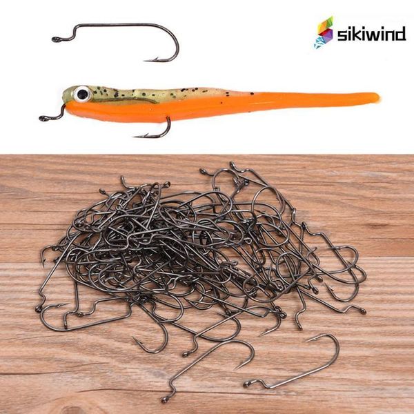 

100pcs barbed fishing hooks carbon steel outdoor wide crank offset fishhooks for soft worm lure river fishing supplies1
