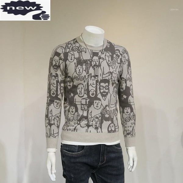 

graffiti long-sleeve round-neck pullover men new casual knitting cotton sweaters fashion slim autumn winter streetwear1, White;black
