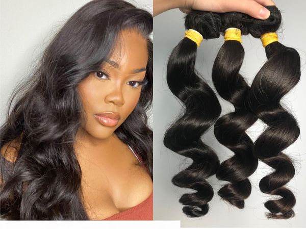

fashion style loose wave 100% natural indian virgin human hair bundles 3 piece whosale price quality, Black;brown