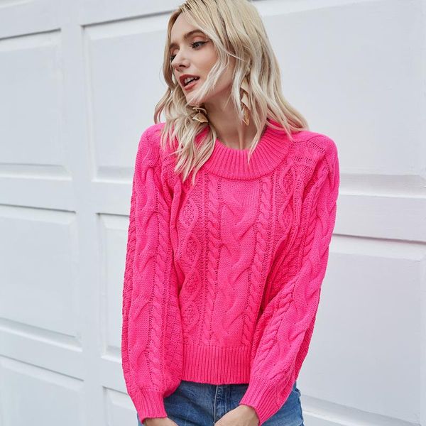 

women casual pullover sweater 2020 new vintage twist o-neck lantern sleeve winter clothes female solid warm knitted ladies, White;black