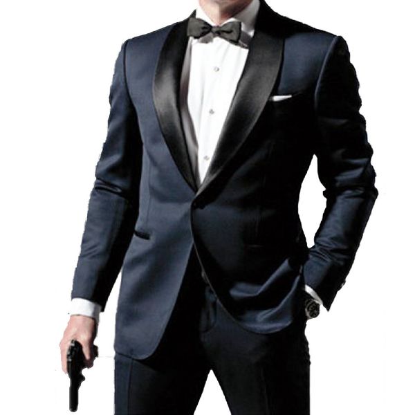 

skyfall navy blue tuxedo men suit custom made,skyfall midnight blue wedding suits for men,bespoke double collar tuxedos for men t200303, White;black