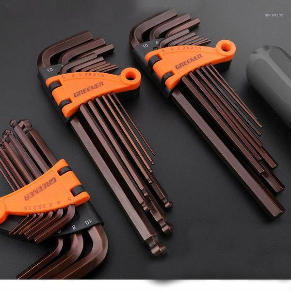 

9pcs double end matte chrome ball hex key spanner set repair tool kit 1.5mm - 10mm s2 allen key hexagonal wrench tool set1