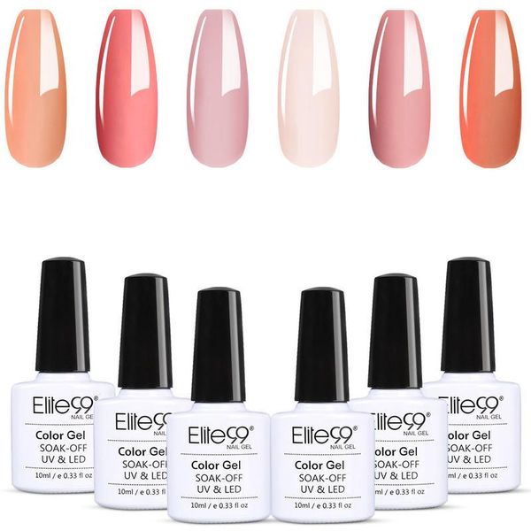 

elite99 6pcs 10ml pure color gel nail polish set soak off glitter shiny nail gel set hybrid varnishes lacquer art manicure, Red;pink