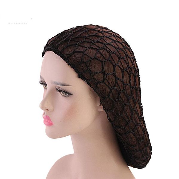 

soild color hairnet women soft rayon crochet hairnet oversize knit hat cap girls snood hair net headbands lady hair accessories q sqclot