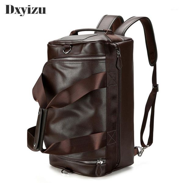 

backpack 2021 multi-functional leather square schoolbag men large capacity rucksack shoulder school bag mochila escolar1