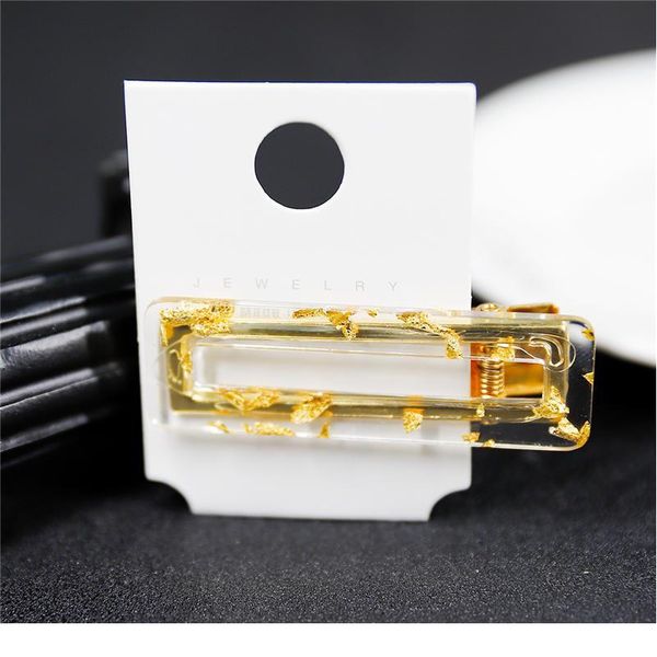 

1pc korea women girls acrylic hollow geometric rectangle hair clips tin foil sequins hairpins barrettes styling hair acc qylpzh, Black;brown