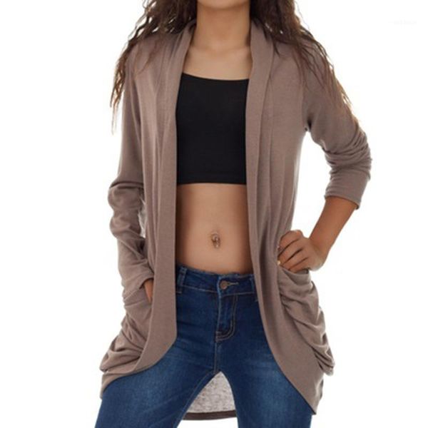 

2018 autumn and winter new women's sweater cardigan loose sweater coat female solid color with pocket female 1, White;black