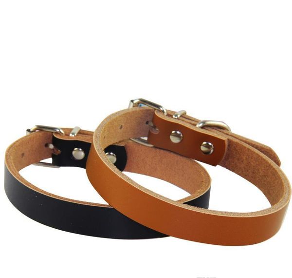 

dog accessories real cowhide leather dog collars 2 colors 4 sizes wholesale shipping