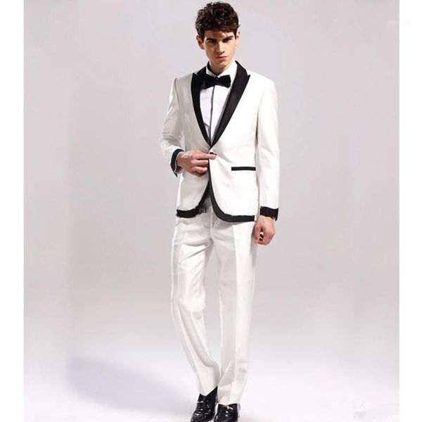 

white men suit set for party prom wedding groom tuxedos groomsmen men suits blazers smart casual (jacket+pants)1, White;black