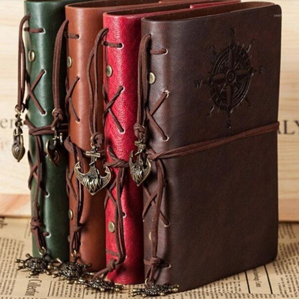 

notepads vintage pirate anchors pu leather note book replaceable stationery gift spiral notebook diary notepad inner core1, Purple;pink