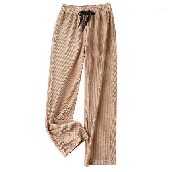 

and corduroy autumn wide leg winter high casual loose straight women's pants elastic waist1, Black;white