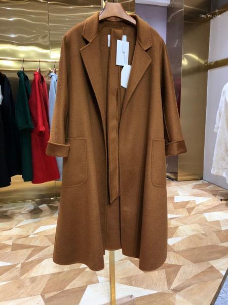 

107155 classic women autumn winter extra long jacket vintage lady coat1, Black