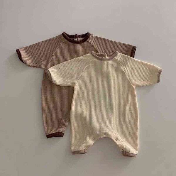 

2022 baby girls boys romper rainbow long sleeves cotton kids pullover jumpsuit newborn cute clothes baby outfit accessories g1221, Blue