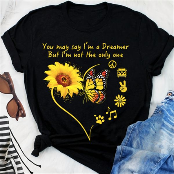

sunflower you may say i'm a dreamer but i'm not the only one ladies t-shirt digital printed tee shirt sport hooded sweatshirt hood