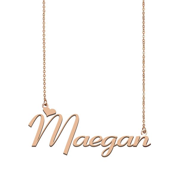 

maegan name necklace pendant custom personalized for women girls children friends mothers gifts 18k gold plated stainless steel, Silver