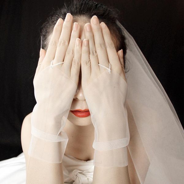 

fingerless women's tulle sheer gloves white butterfly bride wedding gloves long gants mariage gloves lace party dress glove h qylgvr