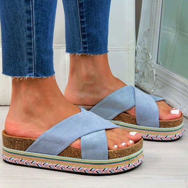 

women's sandals 2021 slip on shoes ladies platform woman sandals beach retro roman sandal for woman flats with big size 35-43, Black