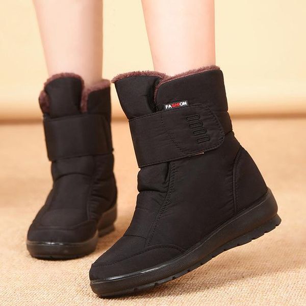 

2020 женщины winter boots противоскользящие plus velvet теплый снег сапоги женская обувь марка мода стиль водонепроницаемый mother botas de, Black