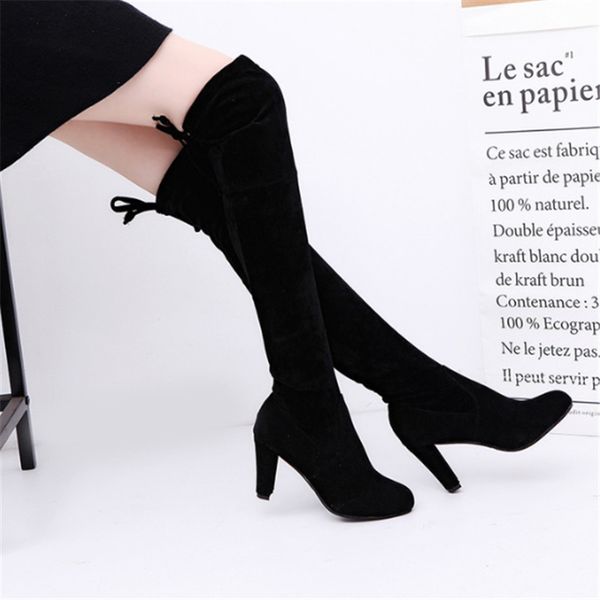 

autumn and winter new long boots europe and the united states over the knee boots matte leather thick with high heel boots Â, Black;brown