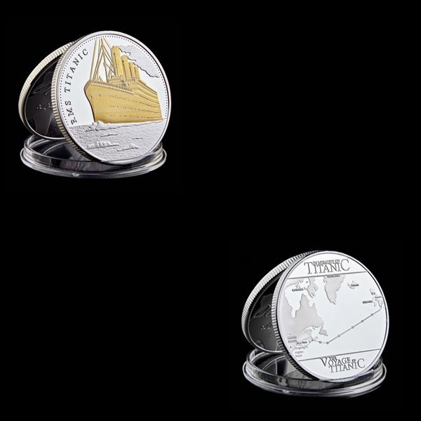 

10pcs titanic sailing routes gold silver plated commemorative craft 100 anniversary years rms ship incident collection coin