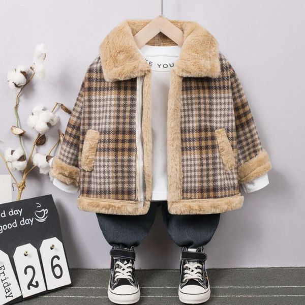 

and coat autumn wear winter boys' 2020 new children's plush et, Black