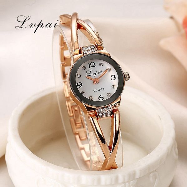 

lvpai brand watches rose round crystal luxury quartz wristwatches women female bracelet fashion classic watch