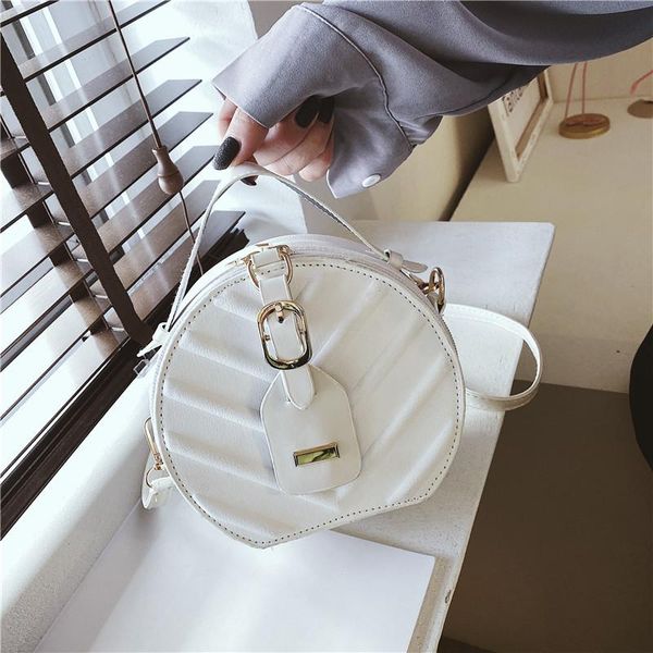 

popular bags female round cake bag handbag 2020 new fashion pu female bag leaf pattern messenger purses