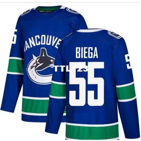 

real 421 real full embroidery 2017-2018 season vancouver canucks #55 alex biega hockey jersey or custom any name or number hockey jersey, Black