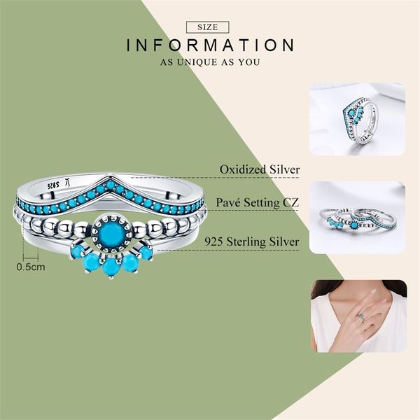 

bamoer genuine 100% 925 sterling silver us unique as you geometric 3 piece finger ring for women engagement jewelry scr368 y200321, Slivery;golden