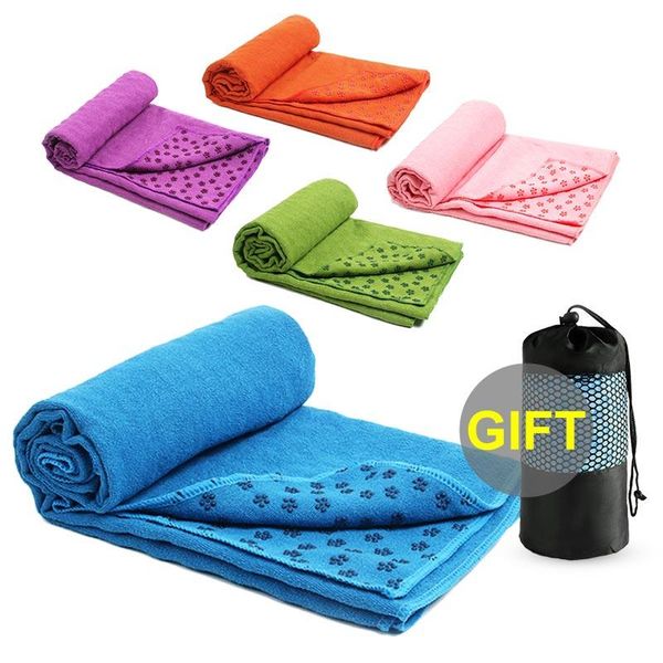 

183x61cm yoga mat крышка полотенце кремний non слип одеяло пилатес обучение фитнес абсорбент микрофибры тренировка спорт с сумкой