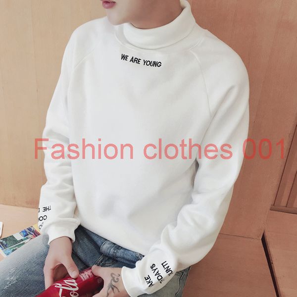 

new fashion turtleneck design man's hoodies letter printed, Black