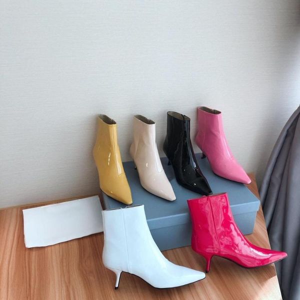 

2020 new women boots ankle boots woman pointed toe women shoes elegant high heels zip shoes woman fashion genuine leather, Black