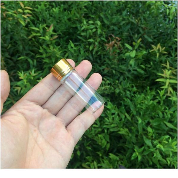 

22*65*14mm 50pcs 14ml empty glass bottles aluminium screw golden cap transparent clear liquid gift container wishing bot bbygky