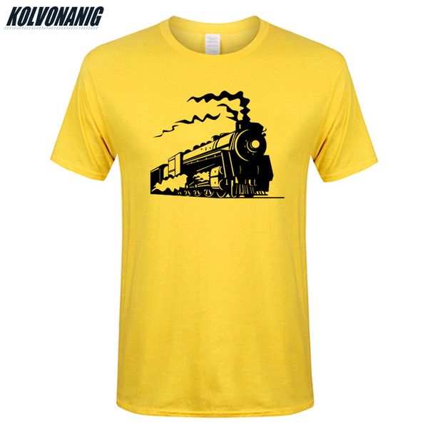 

sport summer cotton o-neck short sleeve fitness cool men's t-shirt vintage train locomotive old steam engine print t shirt male tees