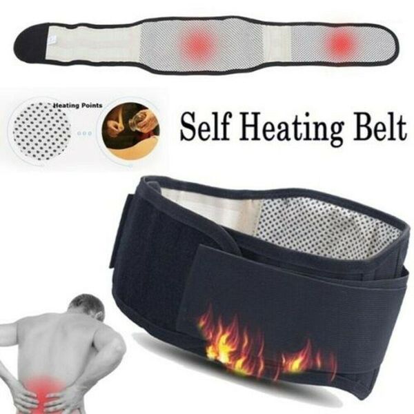 

waist support magnetic back brace belt lumbar lower double adjust pain relief1, Black;gray