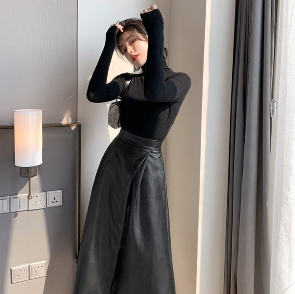 

2021 new solid knit skirt high pieces women's clothing q0e1, Gray