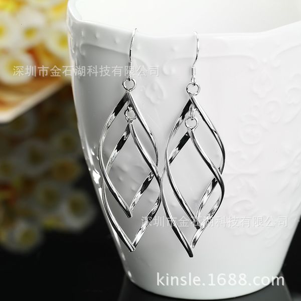 

tassel silver boutique jewelry trend fashion double twist banana earrings e168